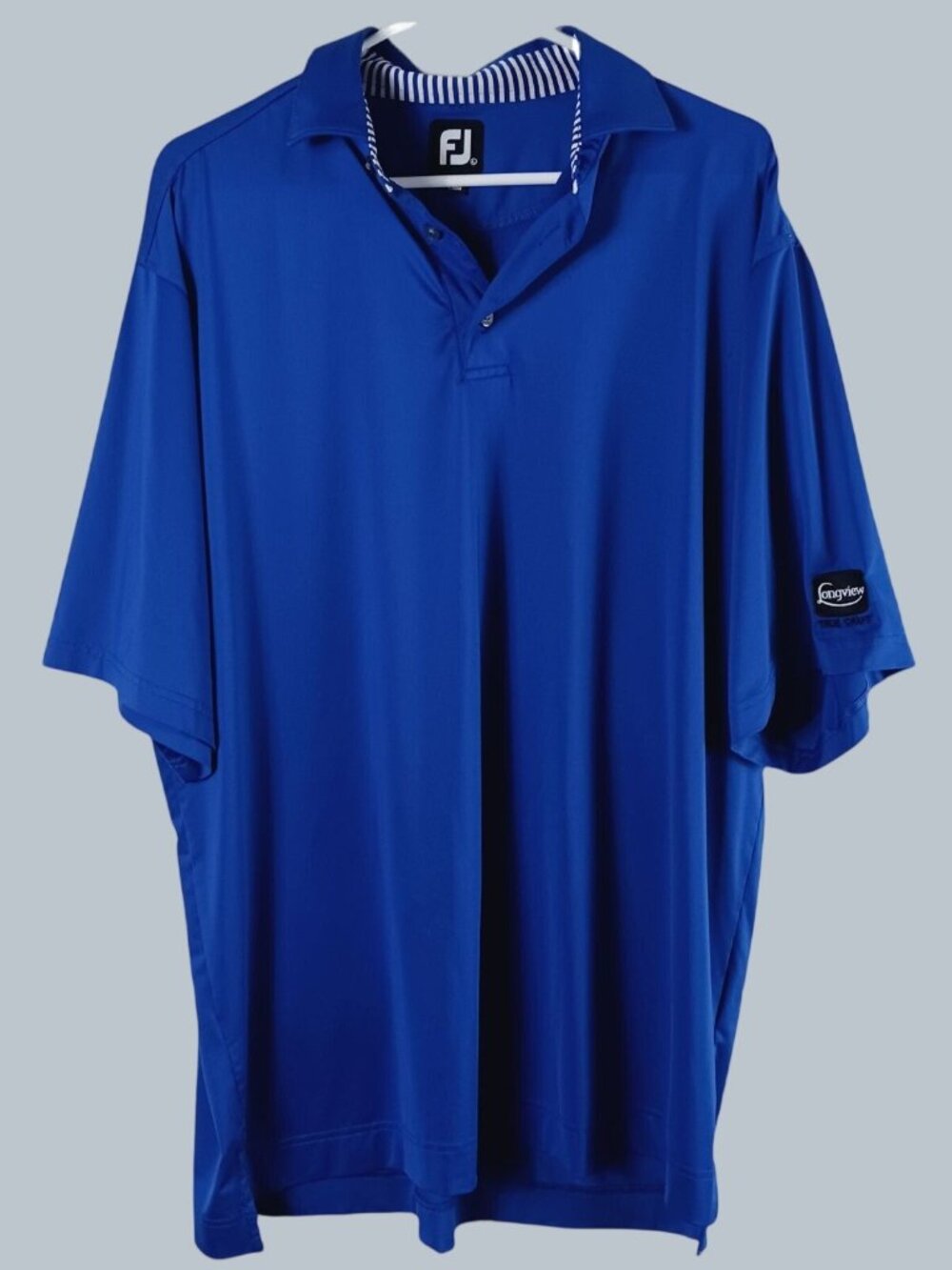 FootJoy Golf Polo Shirt Mens L Blue Longview Country Club Logo Classic Preppy